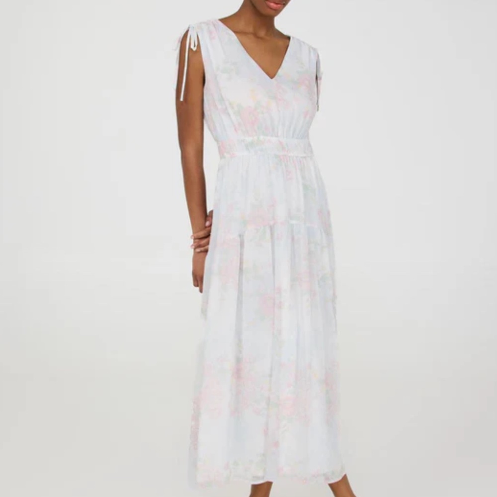 Pale floral floor-length chiffon, dress